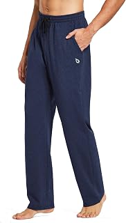 baleaf Men's Cotton Sweatpants Open Bottom Lounge Pants with 2 Side Pockets