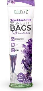 EcoBag - Lavender Scented Kitchen Drawstring Bin Liner - 20L - 24 Microns - Heavy Duty, Extra Strong, Tear Resistant, Odor Control (420 x 760mm) (20L, Pack of 1 (20 Count))