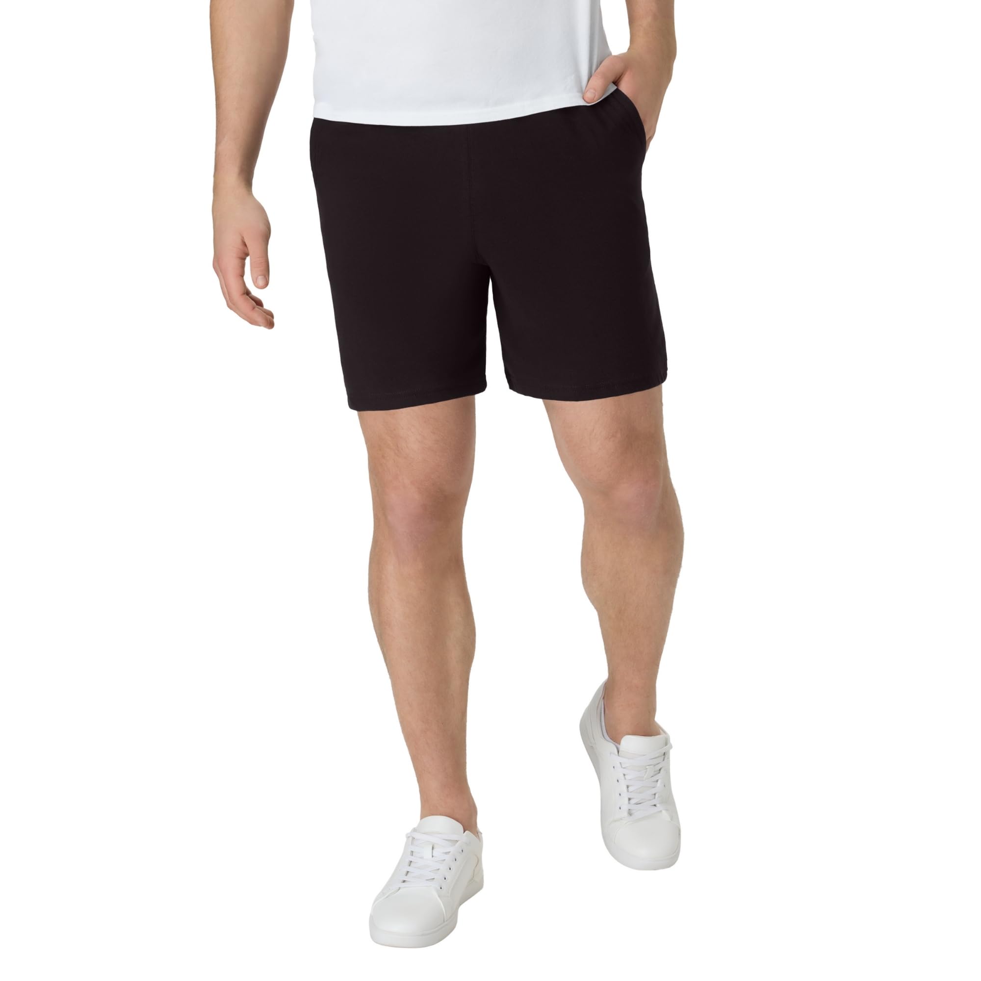 Hanes Men's Originals Cotton Shorts with Pockets, Pull-on Jersey Gym Shorts, 7" 