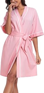 EA'S SECRET Accappatoi corti estivi da donna in 100% cotone, leggero, morbido, lavorato a maglia, con tasche, confezione da 1