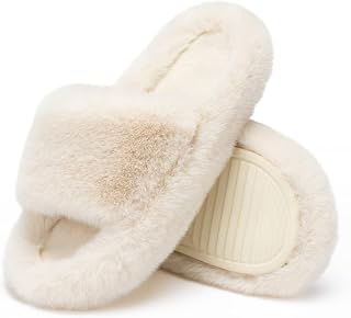 Chantomoo Ladies Memory Foam Slippers Bedroom Plush Comfortable Faux Fur Lined Non-Slip Sole Slippers Fashion Gift