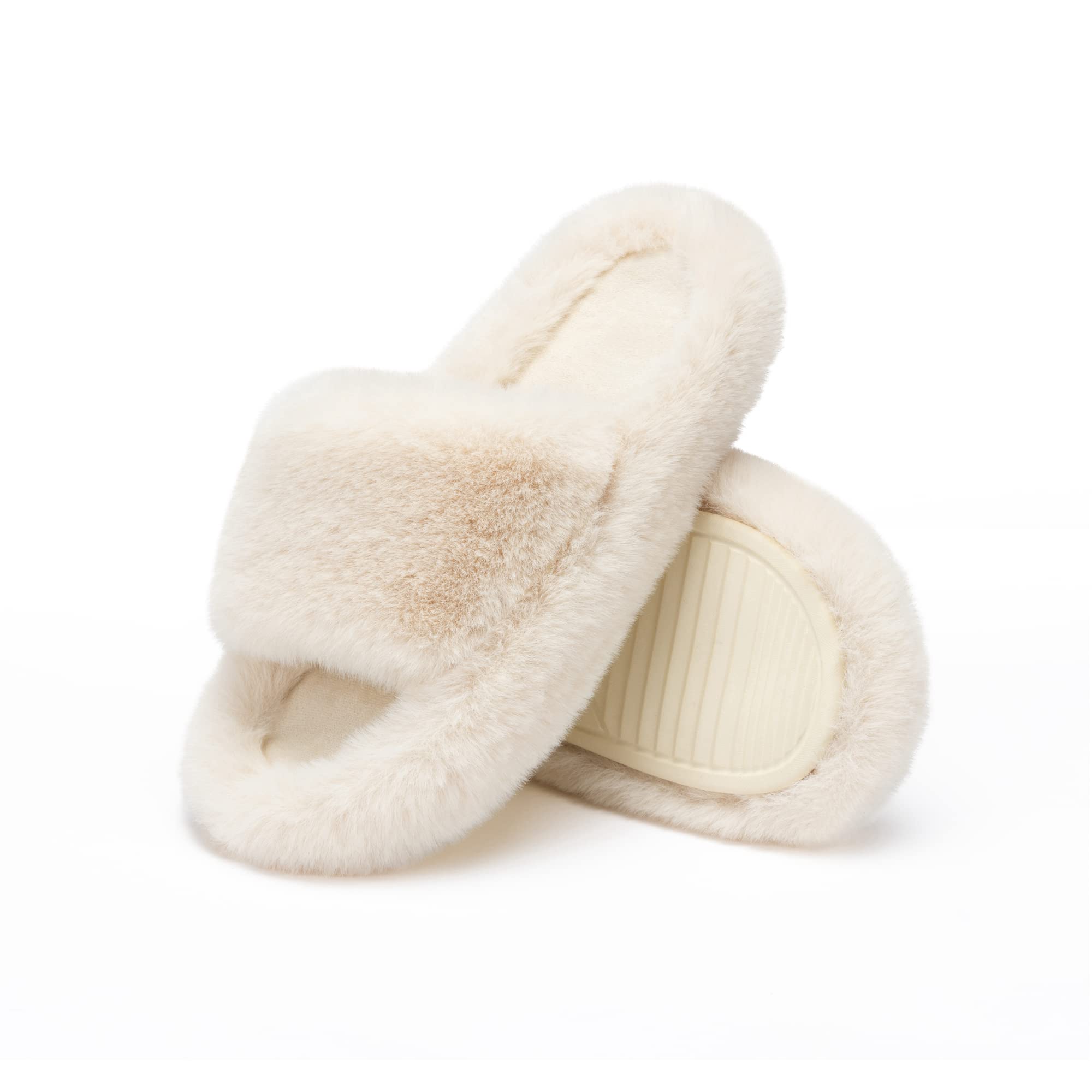 Chantomoo Ladies Memory Foam Slippers Bedroom Plush Comfortable Faux Fur Lined N