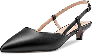 Aachcol Women's Low Kitten Heel Pumps Lace Toe Cap Ankle Strap Slingback Dress Shoes Sandals Office Shoes Party Wedding Matt 3.5 cm