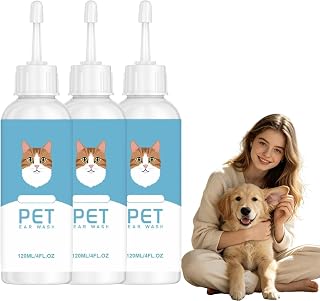 Pet Ear Cleaner Drops for Dogs&Cats - Gentle Soothing Ohr Wax Removal Drops for Dogs&Cats,Deodorizes Smelly Ears,Softens Wax&Debris,Precises Tip Easy Squeeze Bottle für At-Home Ear Cleaning (3pcs)