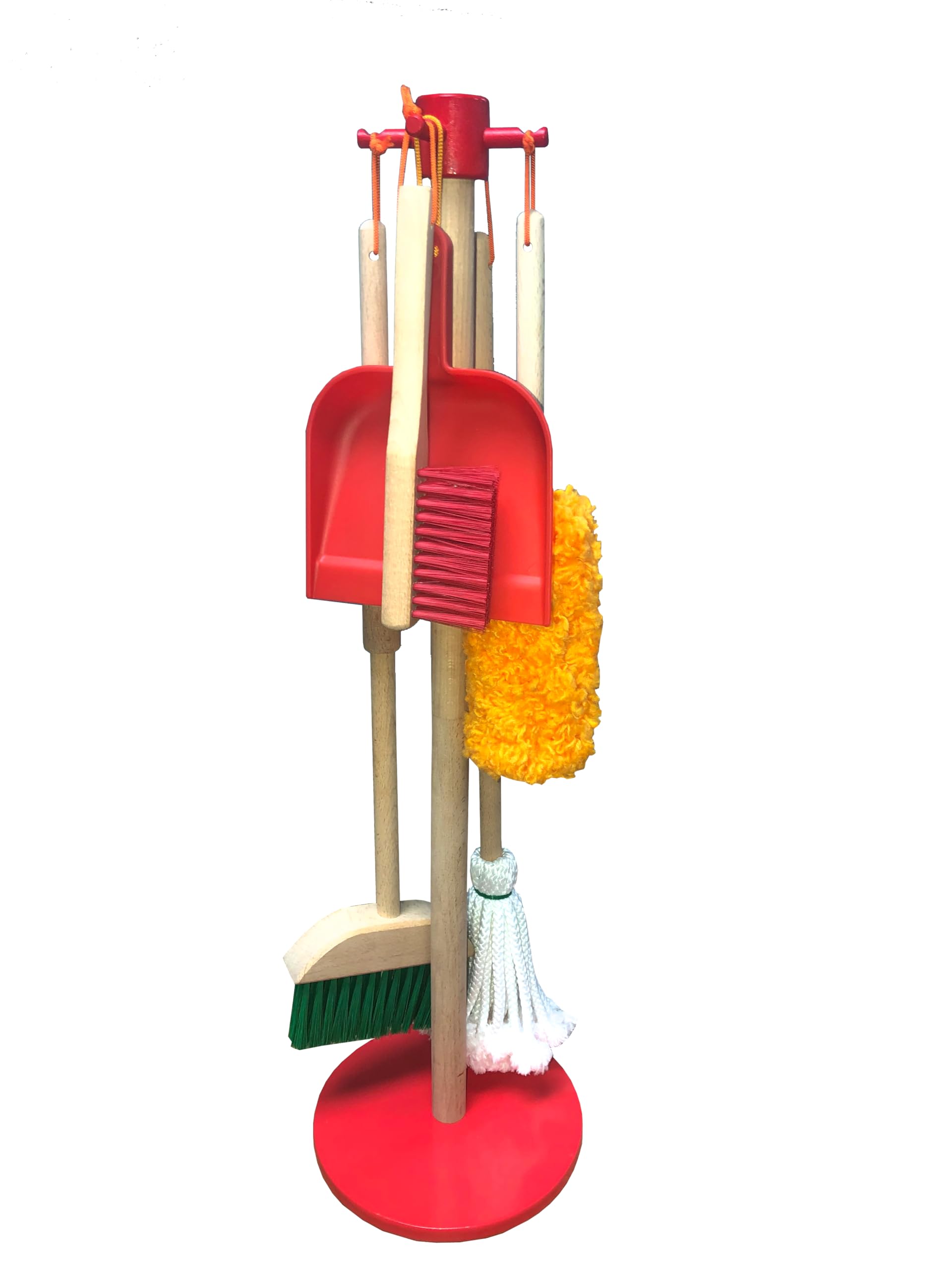 JustForKids Kids Cleaning Set, 6 Pieces - Wooden Pretend-Play Housekeeping Toy w