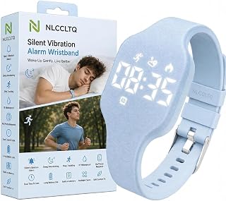 Vibrating Alarm Wristband for Heavy Sleepers Digital Mens Bracelet Smart Wrist Clock Travel Women's Watches Silent Shock Band Wake up Band Night Long Distance Wearable Pedometer Waterproof