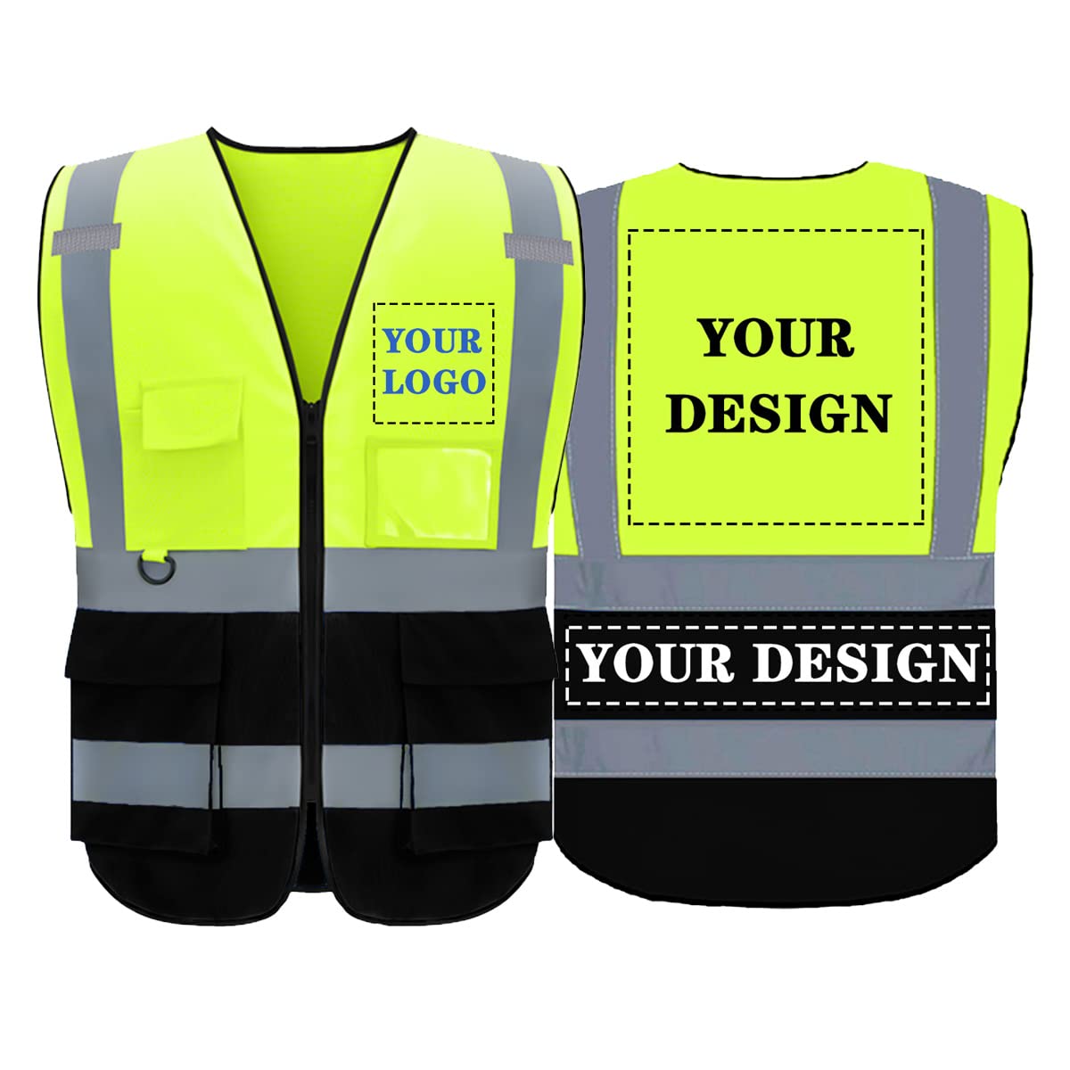 BeautyWill Custom Safety Vest Logo Class 2 High Visibility Reflevtive Vest Outdo