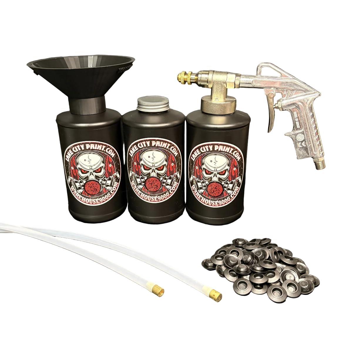 Pro Undercoating Spray Gun &amp; Custom Threaded Funnel - 2 Wand Kit (3 W Quart 