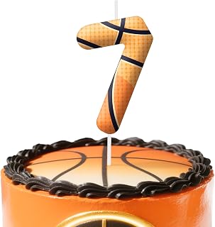 7th Birthday Candles, Basketball Cake Topper for Boys Girls, Number 7 Candle Basketball Themed Birthday Decorations Party Supplies