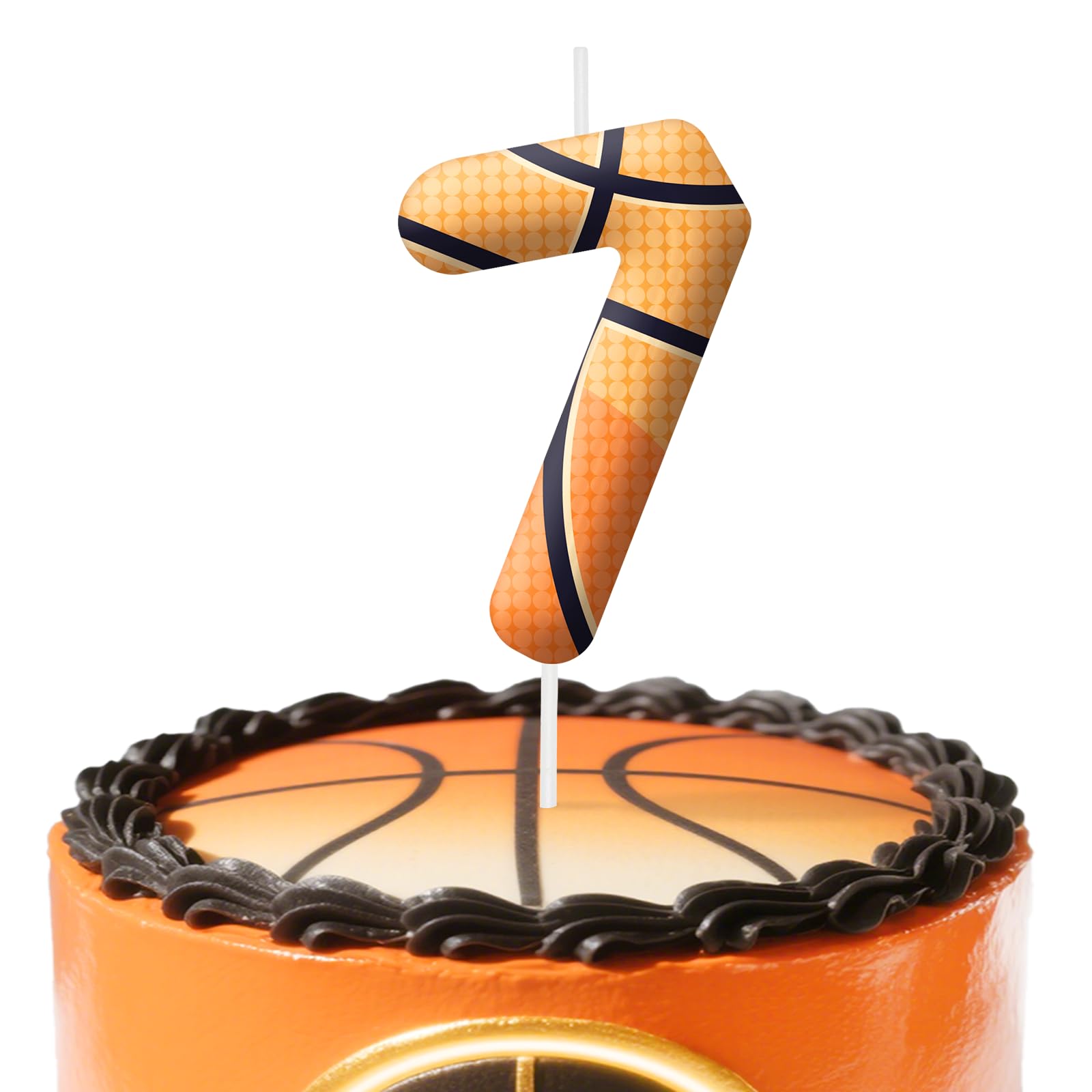 7th Birthday Candles, Basketball Cake Topper for Boys Girls, Number 7 Candle Bas