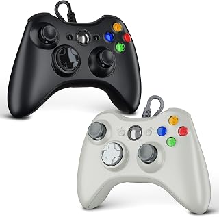 Zamia 2 Pack Wired Controller for Xbox 360, Compatible with xbox 360/PC Windows 10/8/7, with Upgraded Joystick, Double Vibration, 2.5mm headphone Jack