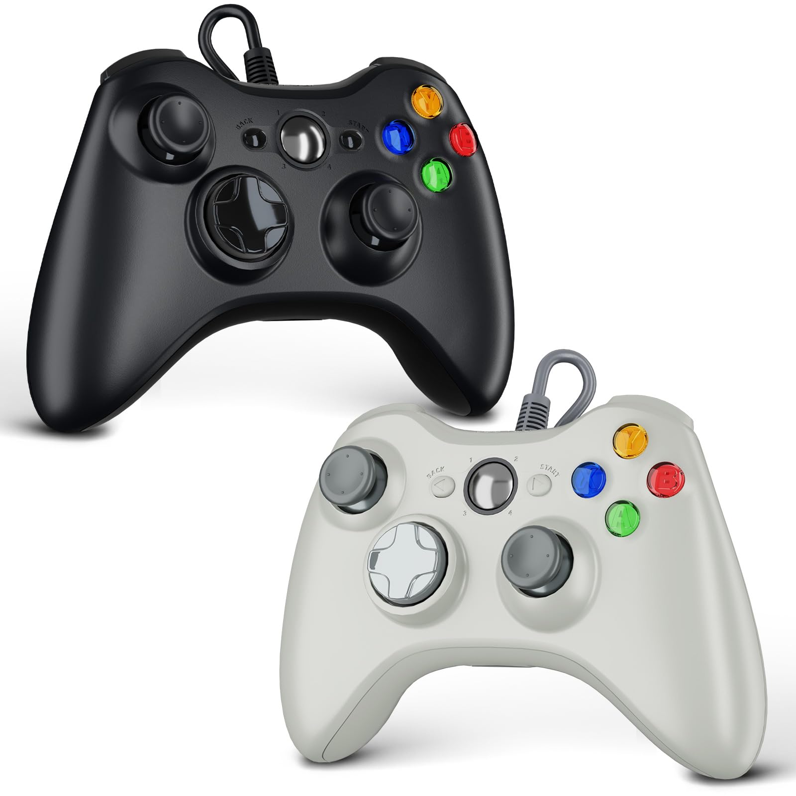 Zamia 2 Pack Wired Controller for Xbox 360, Compatible with xbox 360/PC Windows 