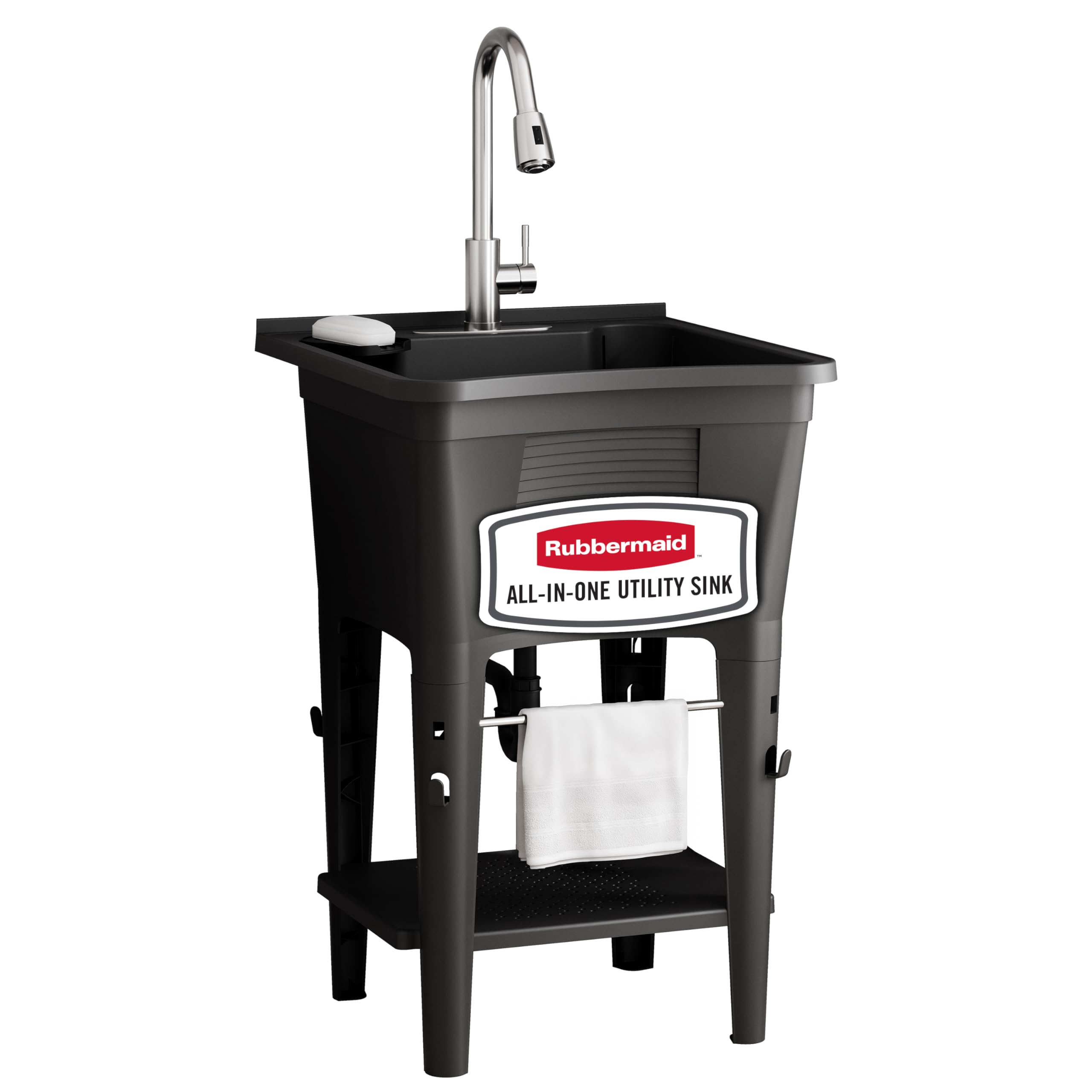 Rubbermaid Utility Sink Laundry Tub, Freestanding All-in-One Sink with Premium S