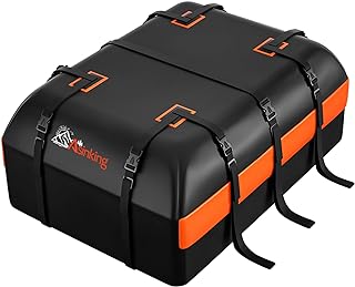 Car Rooftop Cargo Carrier Bag, 15 Cubic Feet Waterproof Heavy Duty 840D Car Roof Bag for All Vehicle with/Without Racks - Anti-Slip Mat, 6 Door Hooks, Storage Bag, 2 Extra Straps, Luggage Lock