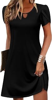 Zeagoo Women's Casual A-Line Dresses with Pockets Summer Floral Tshirt Dress Short Sleeve Mini Dress Flowy Sundresses