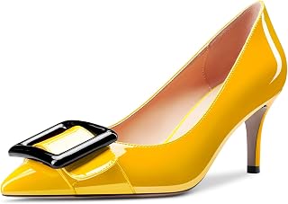 Castamere Women's Stiletto Mid Heel Closed Pointed Toe Pumps Slip-on Dress Cute Shoes 6.5 cm Heels