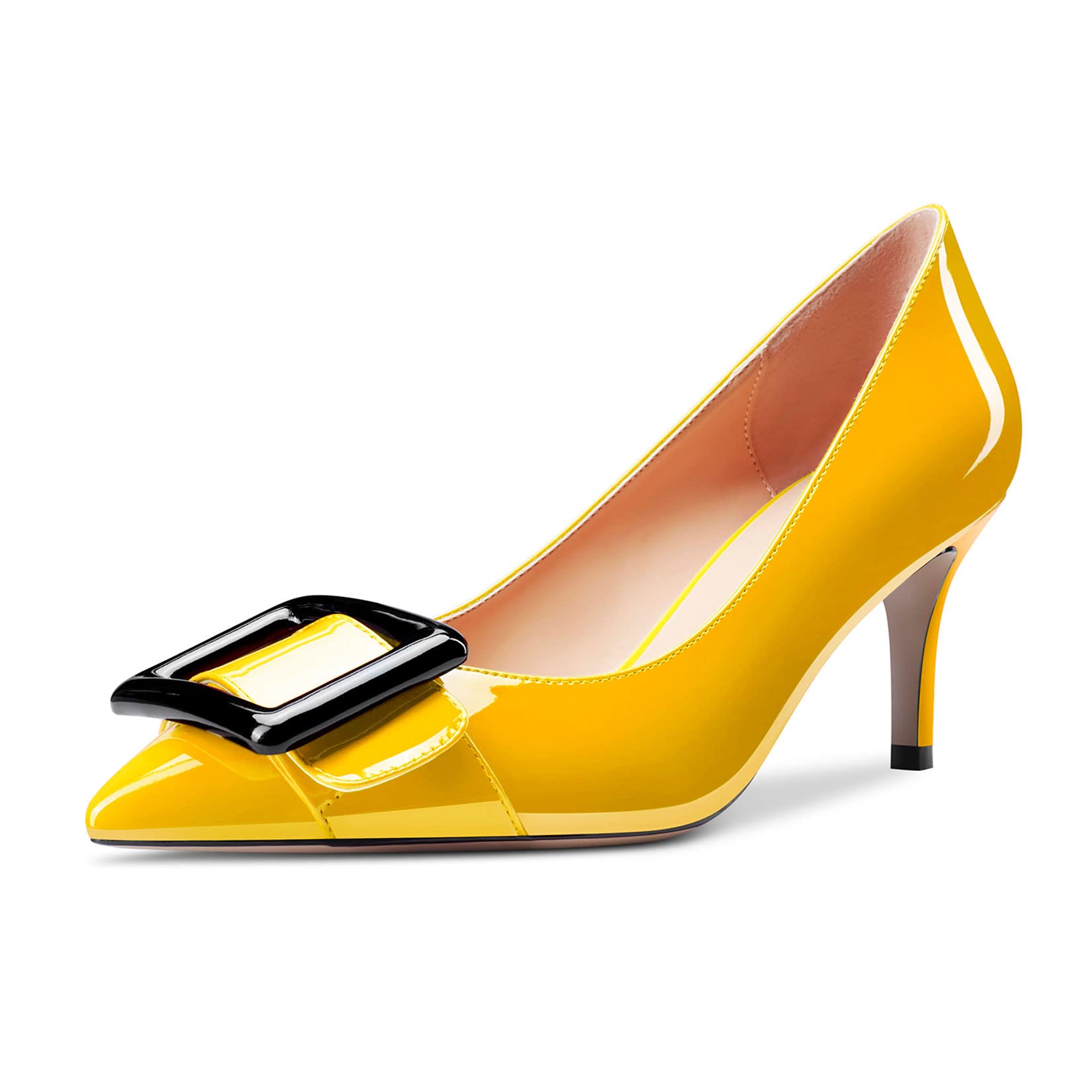 Castamere Women's Stiletto Mid Heel Closed Pointed Toe Pumps Slip-on Dress Cute 