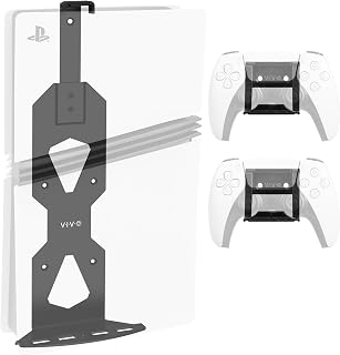 VIVO Wall Mount Bracket Designed for PS5 Gaming Console, Black, MOUNT-PS5B | Sturdy Steel, Vertical Display for PlayStation 5, Open Design, 2 Controller Mounts