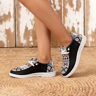 Women Casual Shoes Bohemian Tribal Print Soft Sole Non Slip Canvas Lightweight Comfortable Everyday Travel Shoes