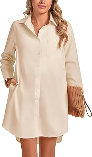 MINTLIMIT Women's Casual Long Sleeve Button Down Shirt Dress Oversize Swimsuit Cover Up for Women 2024 S-2XL