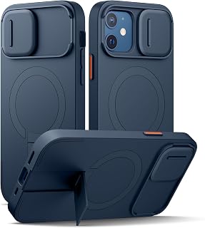 SURITCH for iPhone 12/12 Pro Case with Magnetic Camera Slide Cover and Adjustable Kickstand, Compatible with MagSafe, Shockproof Bumper Case Slim Protective Cover for iPhone 12/12 Pro 6.1 Inch, Blue