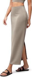 ODODOS Modal Soft Maxi Skirt for Women, Back Slit High Waist Casual Long Pencil Skirts