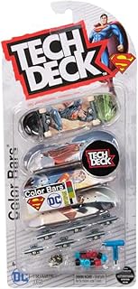 TECH DECK DC Superman Ultra DLX Customizable Fingerboards 4-Pack | Customize 4 Boards, Stickers & Grip Tape, Authentic Details, Fidget Skateboard Toy Gifts for Kids & Collectors Ages 6+