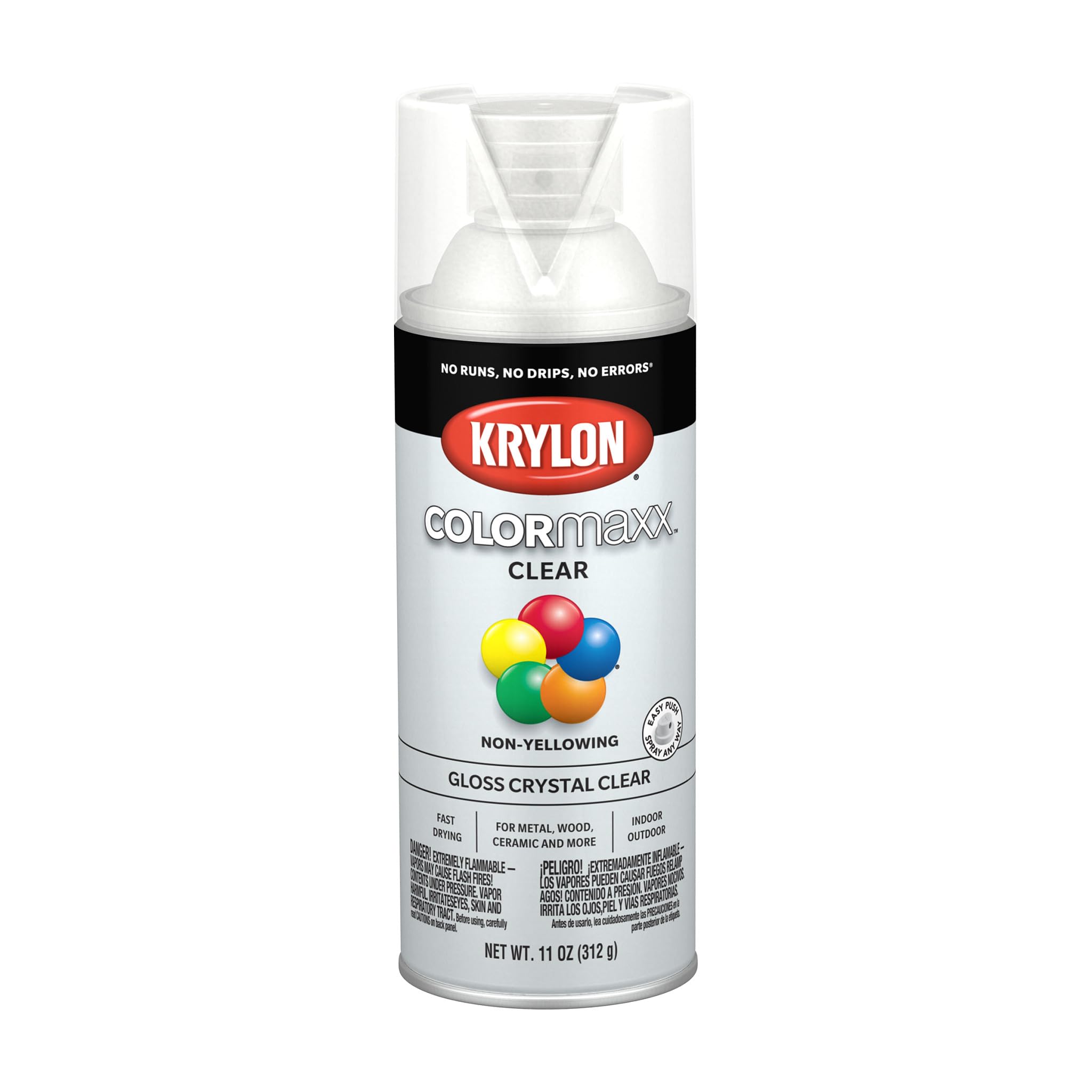 Krylon K05515007 COLORmaxx Acrylic Clear Finish for Indoor/Outdoor Use, Gloss Cr