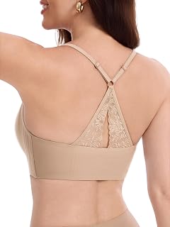 Women's Jelly Bra Wireless Deep V Seamless Lace Racerback Bralette