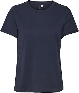 VERO MODA Basic Crewneck T-Shirt with Pleat to the Sleeves.