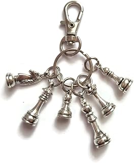 CHESS pieces themed charm bag clip keyring gift, chess player sports themed novelty birthday Xmas present favors