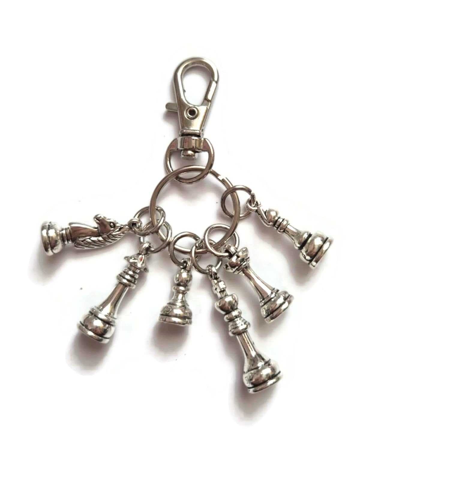 CHESS pieces themed charm bag clip keyring gift, chess player sports themed nove