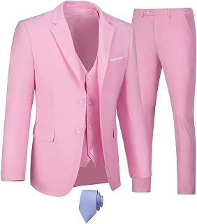 Furuyal Mens Suits 3 Piece Slim Fit Suit Set Formal Wedding Business Tuxedo