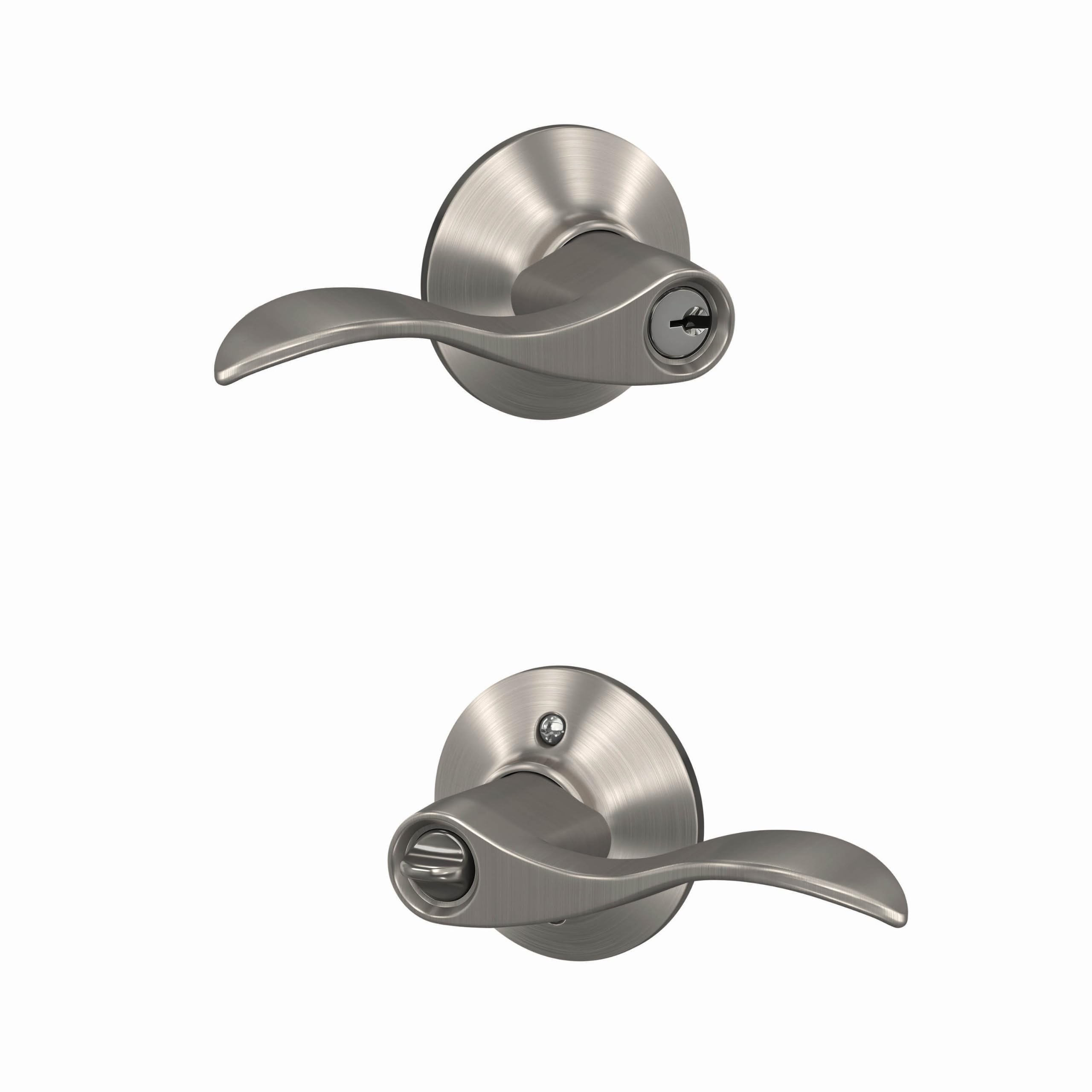 Schlage Accent Keyed Entry Door Handle, Reversible, Satin Nickel | Keyed entry l