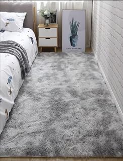 Soft Plush Area Rug, Non Slip Fuzzy Shag Plush Soft Shaggy Bedside Rug, Tie-Dye Living Room Carpet, Bedroom Living Room Rug, 1 Piece Room Decoration, Tie Dye Gray (31.5x47.2 Inch)