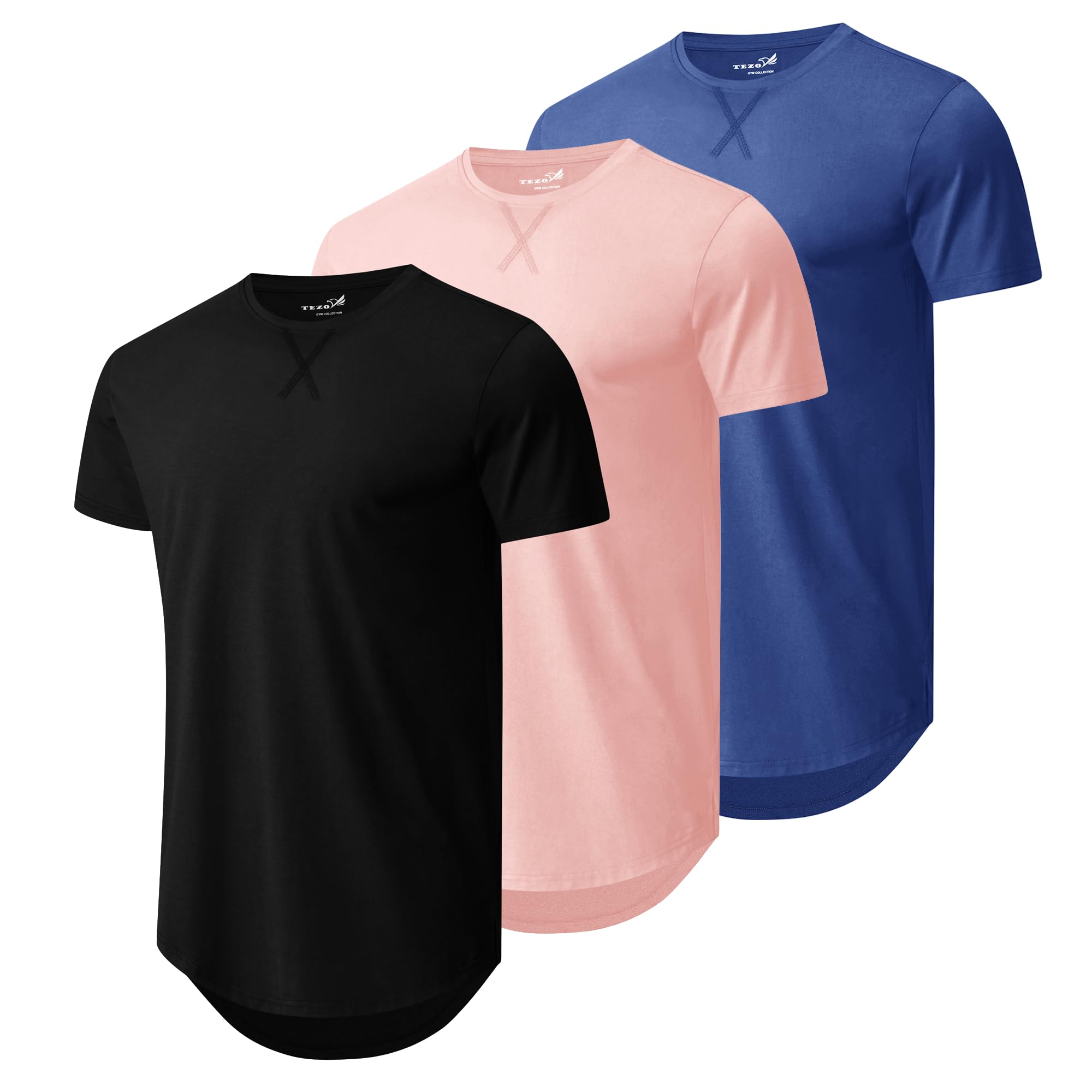 Mens 3 Pack Plain Cotton Shirts Short Sleeve Casual Crew Neck T-Shirts Hipster H