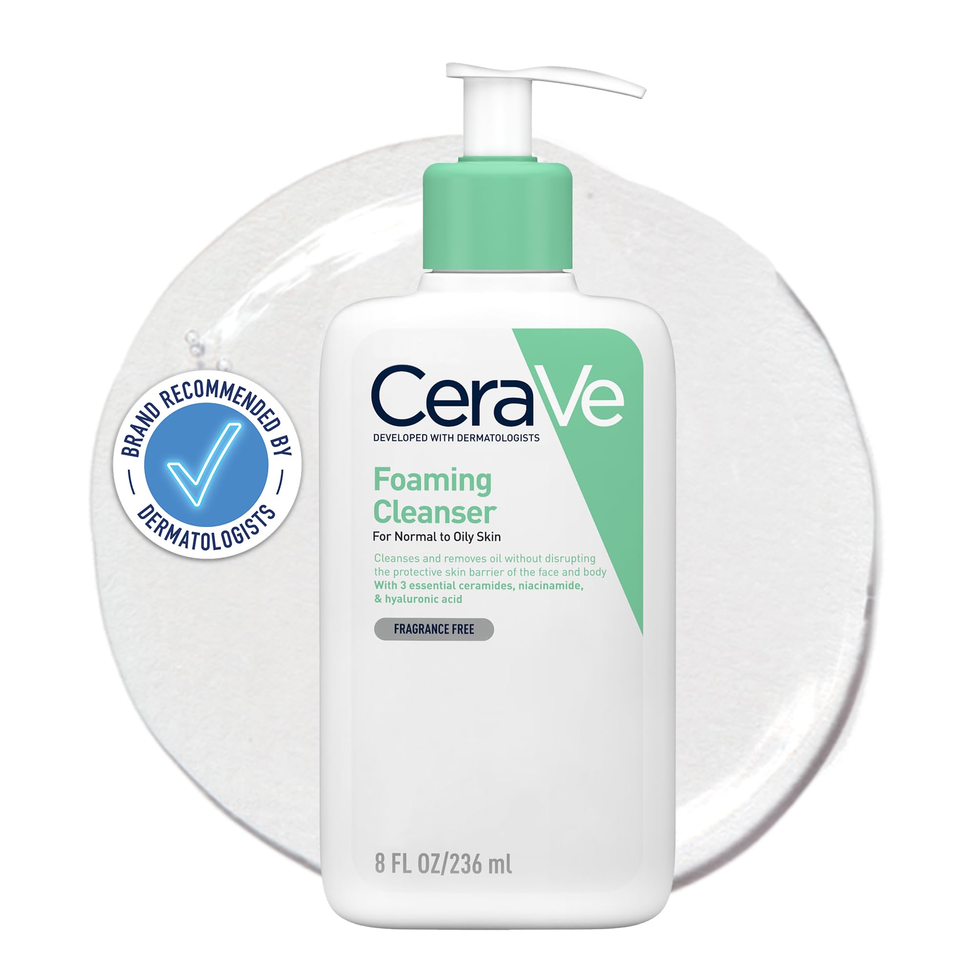CeraVe Foaming Cleanser for Normal to Oily Skin with Niacinamide & 3 Essential C