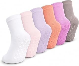 Bramble & Bear 6/12 Pack Unisex Baby Grip Socks - Non-Slip Baby Socks with Soft Cotton Construction - Assorted Blues & Pinks for Ages 0-5 Years - Comfortable, Flexible, Breathable