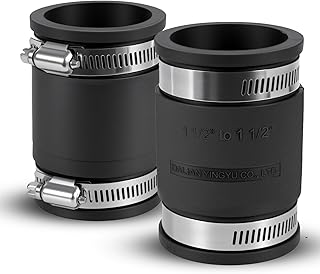 DLYYPLUS 2 Pcs 1-1/2" Flexible PVC Pipe Coupling with Stainless Steel Clamps, Couplers for 1-1/2" ID Pipes for Plastic and Copper Pipe Plumbing Connections, Drain Repair, Dust Hose