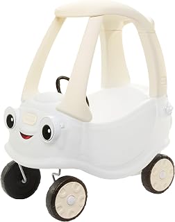 Little Tikes Cloud Collection Cozy Coupe – White, Classic Foot-to-Floor Ride-On Car, Working Door, Steering Wheel, Horn, Removable Floorboard, Indoor/Outdoor Push Car, Toddlers 18 Months to 5 Years