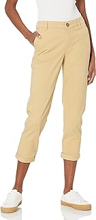Amazon Essentials Women's Mid-Rise Slim-Fit Stretchy Cropped Tapered Leg Khaki Trousers (Available in Plus Size)