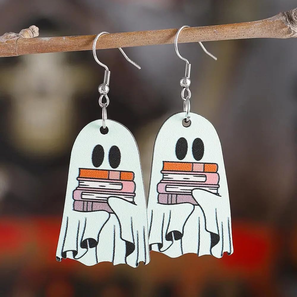 White Acrylic Ghost Drop Earrings for Women