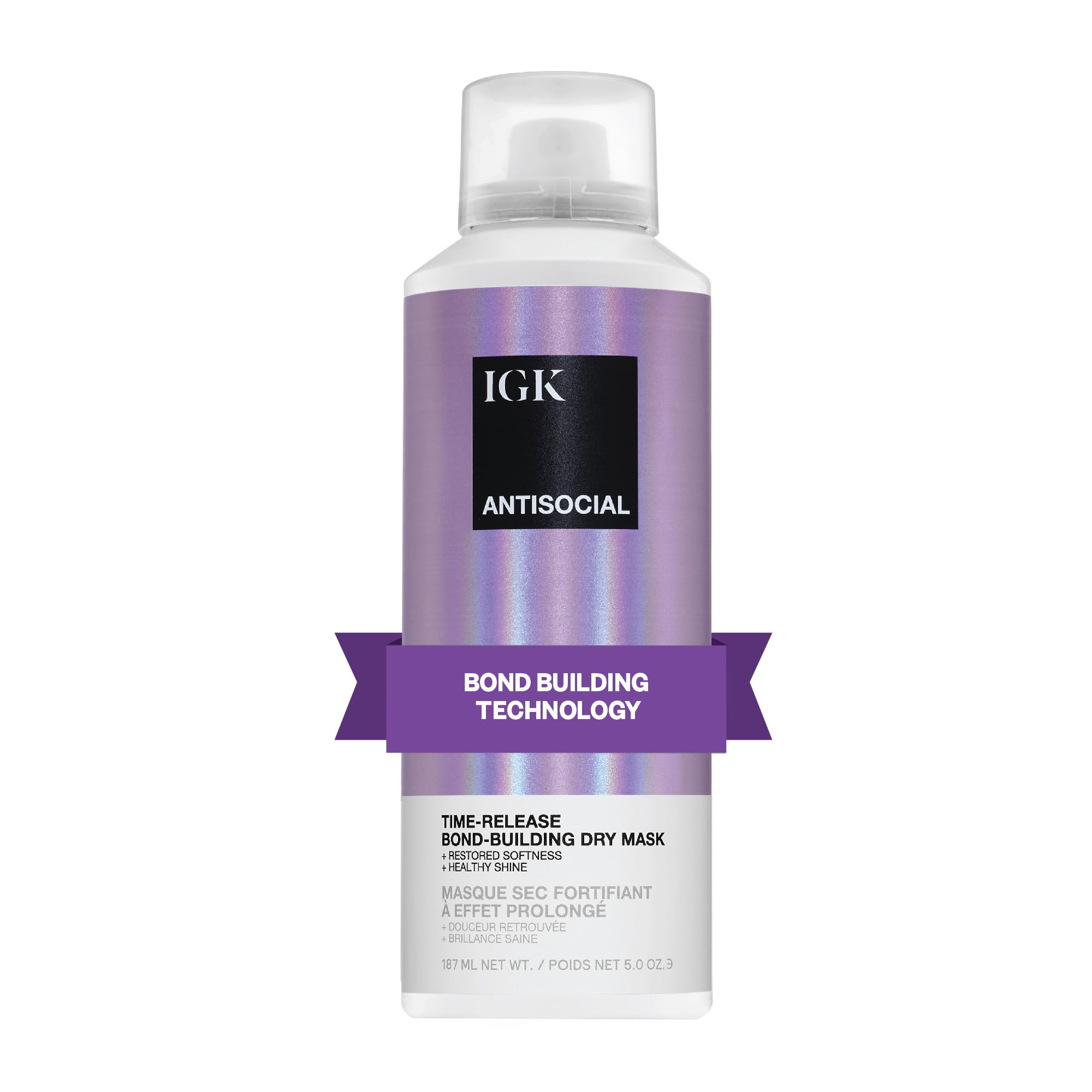 IGK Antisocial Dry Hair Mask, Overnight Bond Repair for Damaged Hair