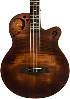 Sawtooth ST-AB24EC-FMSV 4 String Rudy Sarzo Signature Acoustic-Electric Bass Guitar, Includes Padded Gig Bag, Fretted Bass