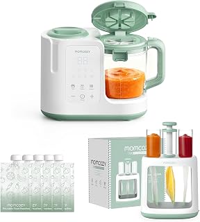 Momcozy Baby Food Maker &amp; Squeeze station | One-Step Auto Steam &amp; Blend Food Processor and Pouch Filler for Homemade Baby Puree