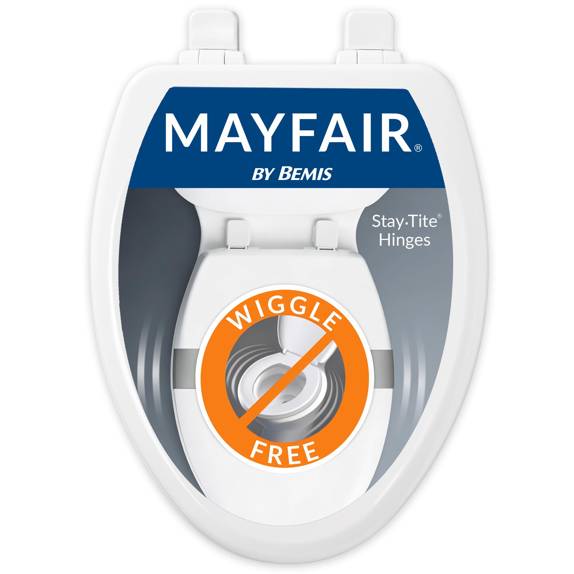 Mayfair Linden Slow Close Toilet Seat, Non Slip Heavy Duty Wood, Easy Install, E
