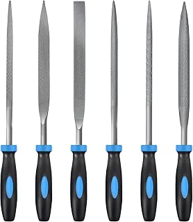 MORROWIND 6-Piece Needle File Set, Diameter 5 mm Length 180 mm Hardened Alloy Steel Mini File for Metal Wood Plastic, Includes Flat, Warding, Square, Triangular, Round, Half-Round, Blue