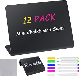 12PCS Mini Chalkboard Signs, 4"x3" Food Labels for Party Buffet | Reusable Table Sign Chalk Board for Weddings, Birthday Parties, Message Board Signs and Event Decoration