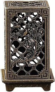 Mini Copper Incense Burner, Elegant Square Incense Holder with Auspicious Patterns for Home Decoration and Meditation