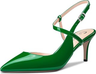 Castamere Women's Medium Pointed Toe Kittens Heel Ankle Strap Pumps Slingback Dress Sandals Buckle Office Shoes 6.5 cm Heels